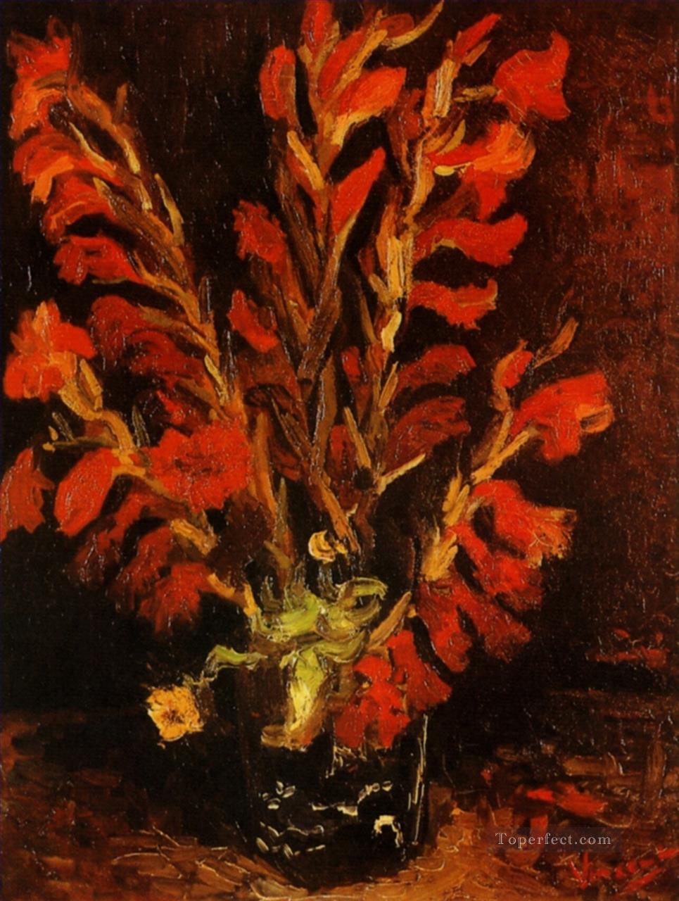 Vase with Red Gladioli Vincent van Gogh Impressionism Flowers Oil Paintings